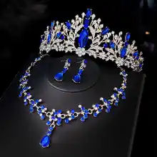 全金の赤い花嫁用クラウンヘッドアクセサリー【ネックレス・イヤリング・三点仕様】（セットアップ対応）