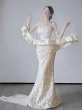 魅力的な魚尾レースの軽婚礼ドレス【マーメイドスタイル・チューブトップ】