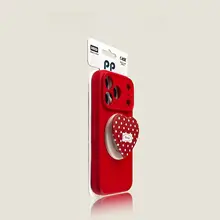 iPhone用白鹅绒スマホケース【ドット柄・ハート型・マグネットスタンド・衝撃吸収】