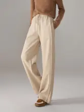 高腰ワイドストレートパンツ【裏起毛・カジュアル・女性用】（セットアップ対応）