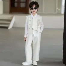 新中式男児用礼服【刺繍デザイン・春夏向け・合唱演出用】（セットアップ対応）