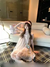 雪色シフォンのパフスリーブレース付きドールドレス【春向け・ピンク・二重構造】