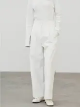EachotheR ハイウエスト ストレートパンツ【通勤用・米白・春秋向け】