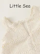 夏用 フラワー刺繍の子供用ノースリーブワンピース【可愛いデザイン・フリル付き・透かし編み】（セットアップ対応）
