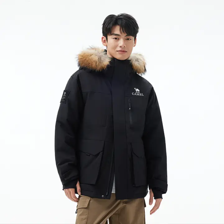 Camel アウトドア用ダウンジャケット【防水・防風・保温仕様・メンズ・パーカータイプ】