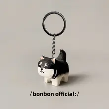 手作り木彫り黒柴犬キーホルダー【車用・可愛いデザイン】