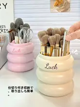 メイクブラシ収納ボックス【防塵・デスク用・大容量・仕切り付き・蓋付き】
