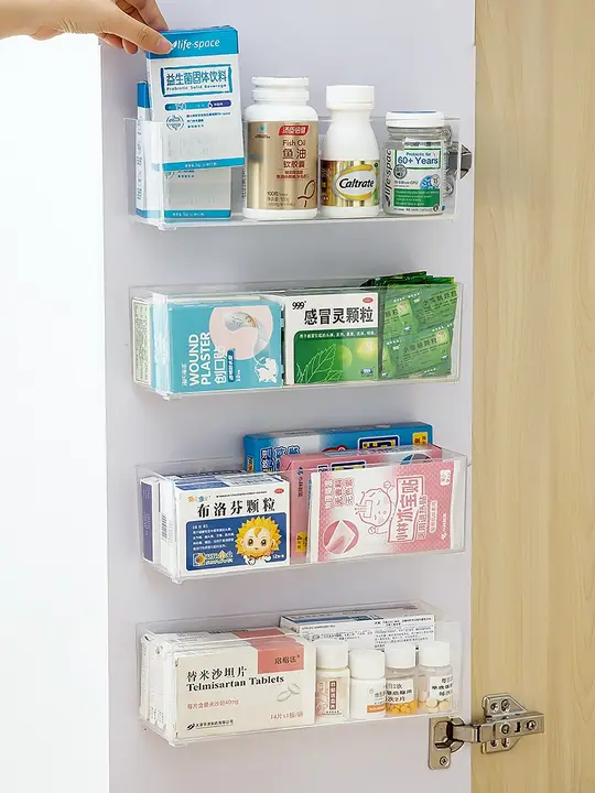 医薬品ケース 薬箱 透明 クリア 多段 穴あけ不要 大容量 仕分け収納 家庭用