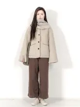 冬用シンプルな無地ニットリブマフラー【暖かい・レディース】