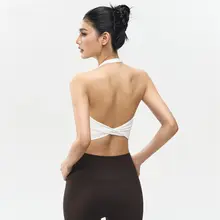 DCW 背中リボンデザインのタンクトップ【女性用・フィットネスウェア・ヨガ・ランニング対応】