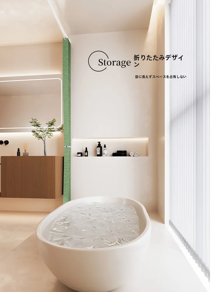 浴室の壁に設置する防水加工折りたたみカーテンの選び方と実際の使い方