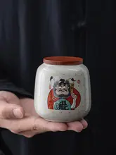 JOJO'S L. PD. 茶葉用 セラミック密閉缶【小サイズ・鐘馗デザイン】