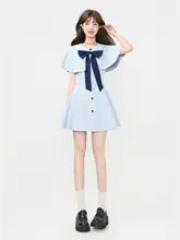ミニワンピース レディース ノースリーブ 2WAY ブルー きれいめ フェミニン 夏 「KEIKO」