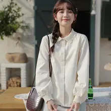 フリル付き長袖シャツ【加絨・暖かい・秋冬用・女性用】