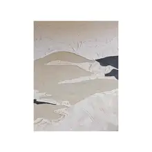 抽象的な手描き油絵 壁掛け装飾画【現代的な侘寂風・リビング用・立体感あり】