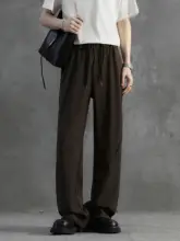 黒のストレートパンツ【高腰・微フレア・カジュアルスーツ】（セットアップ対応）
