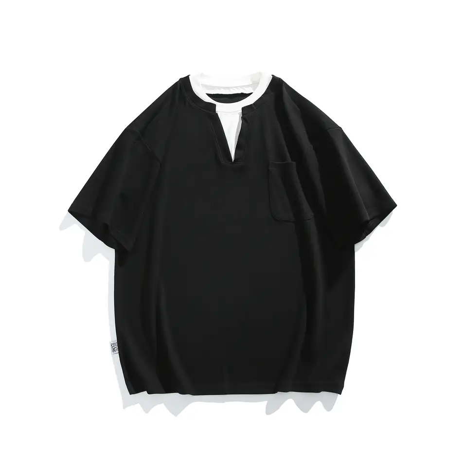 個性的なデザインのVネック短袖Tシャツ【男女兼用・プリント・夏用】（セットアップ対応）