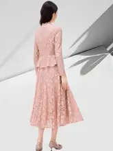 気品あふれるレースシフォンブラウスとスカート【秋用・透け感あり】（セットアップ対応）