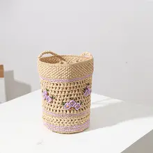 手作り編みバッグ【ラフィア素材・スイートオーキッドデザイン・DIYキット】