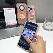スイカと水蜜桃の立体キャラクター iPhone用ケース【対応機種：iPhone・小米・Huawei・OPPO・VIVO・スタンド付き】