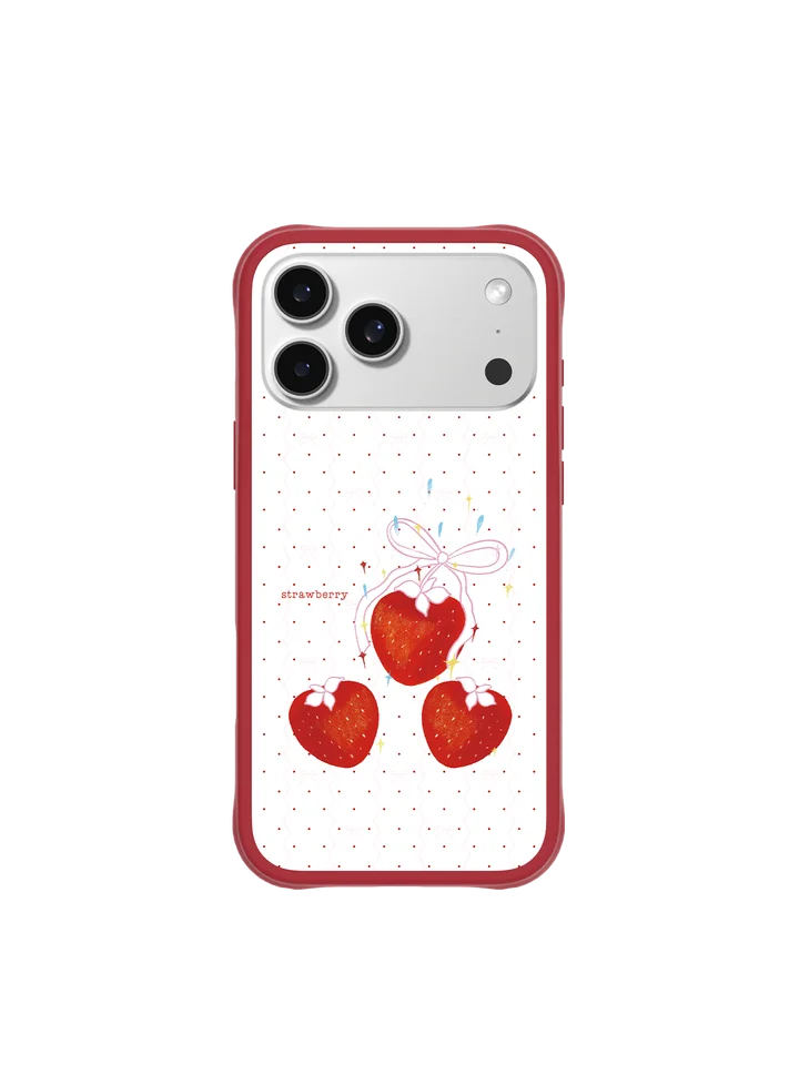 人気の液体シリコン製 ストロベリーデザイン スマホケース【iPhone対応・マグネット式・ストラップ付き・スタンド機能】