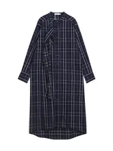 春季にぴったりのチェック柄シャツワンピース【デザイン性抜群・ロング丈】