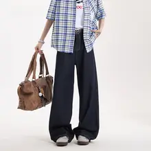 デニムカラーのビンテージ風メンズジーンズ【春用・クリーンフィット・スリムシルエット・ロングパンツ】