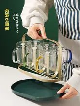 富光 耐熱透明ガラス茶器セット【ハンドル付き・家庭用・水杯】