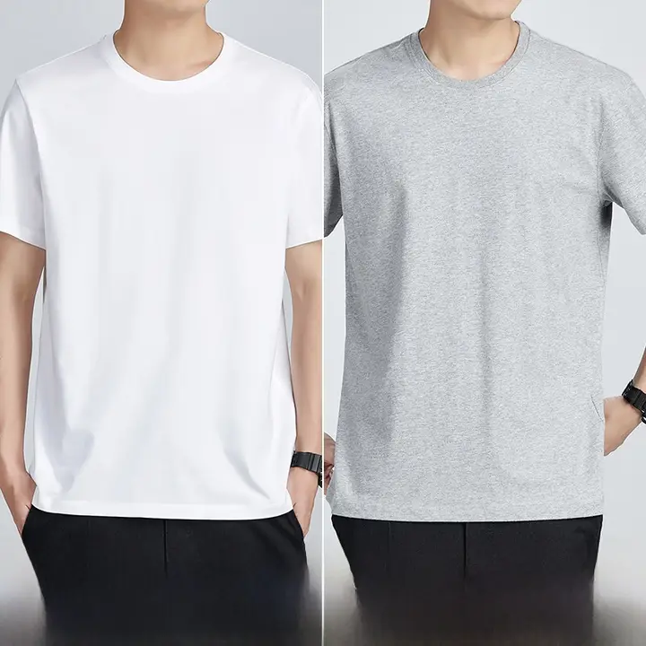 メンズ コットン製 クルーネックTシャツ【ゆったりシルエット・シンプルカラー・短袖】（セットアップ対応）