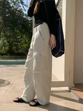 春季向け高腰デニムパンツ【ワイドレッグ・ストレートシルエット・弯刀デザイン】