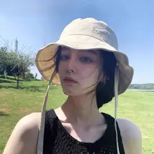 洗える速乾素材の夏用レディース漁師帽【UVカット・ひも付き・軽量】