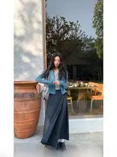 レトロチェックデザインのハイウエストAラインスカート【長款・春夏用・バンド付き】（セットアップ対応）
