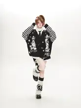 ストライプデザインのカートゥーンニットカーディガン【春秋用・スタイル】