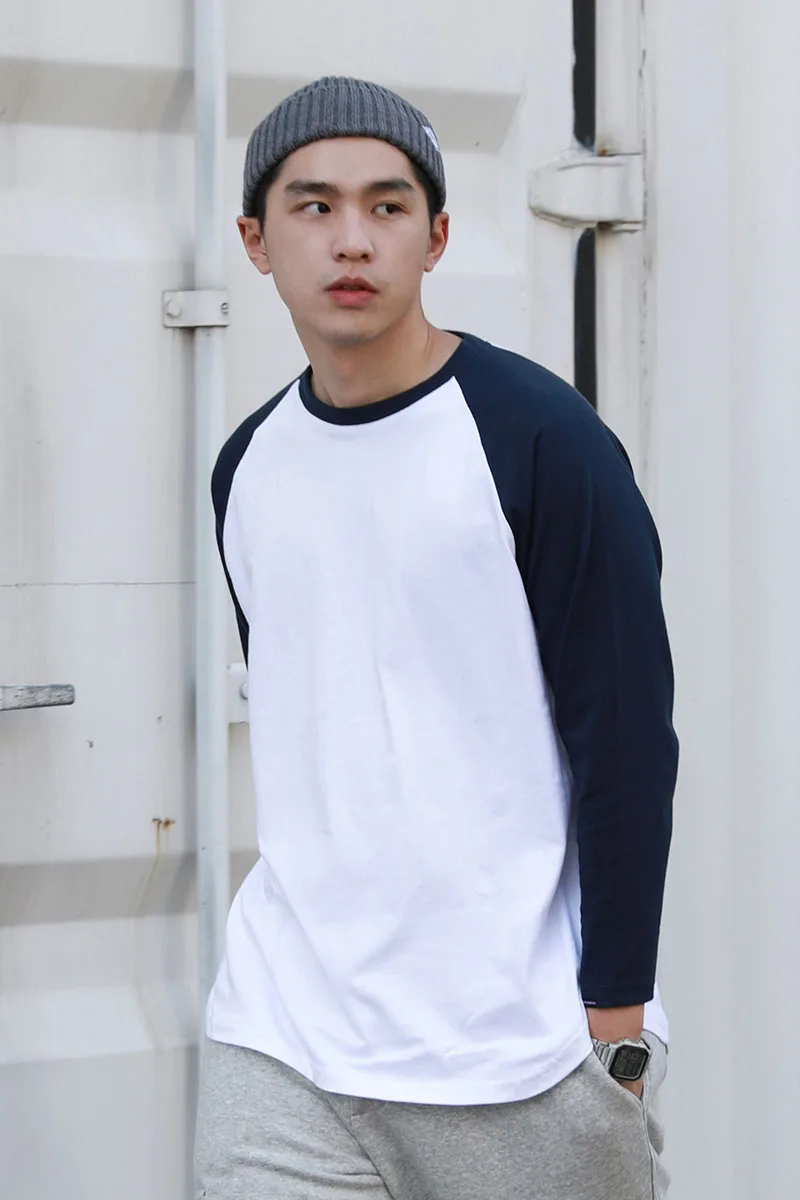 RADIUM ロングスリーブ Tシャツ【男女兼用・ゆったりフィット・カジュアルデザイン・肩の切り替え】