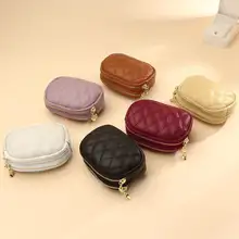 菱形刺繍デザインの大容量キーリング付き財布【二層ファスナー・カード収納】