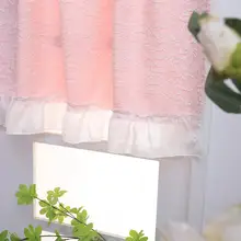 可愛い刺繍入りのピンクミニカーテン【カフェスタイル・短め・小窓用】