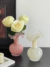 琉璃製の花瓶【ヴィンテージスタイル・粉色・おしゃれなインテリア装飾】