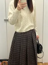 秋のレトロなチェック柄プリーツスカート【ハイウエスト・中丈・女性用】（セットアップ対応）