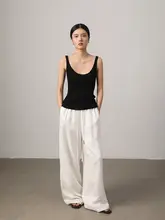 極上の柔らかさのリネン混カジュアルパンツ【ウエストゴム・秋用・高腰・ワイドレッグ】（セットアップ対応）