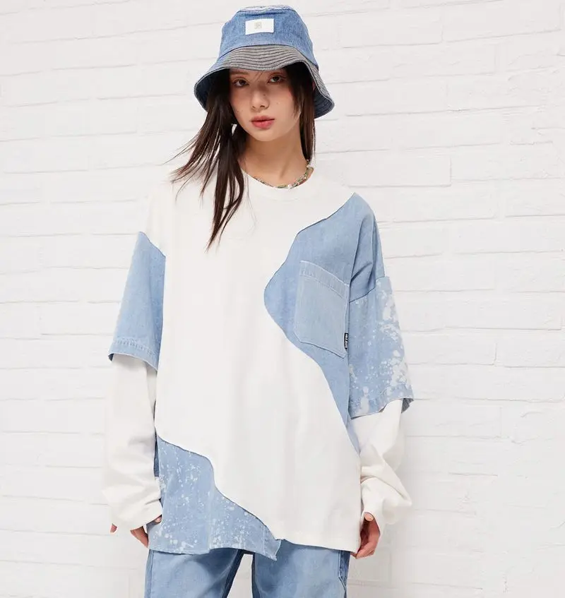 ABLE JEANS ユニセックス デニム デザイン 長袖Tシャツ：青春流行スタイルの実用性と季節適応性を解説