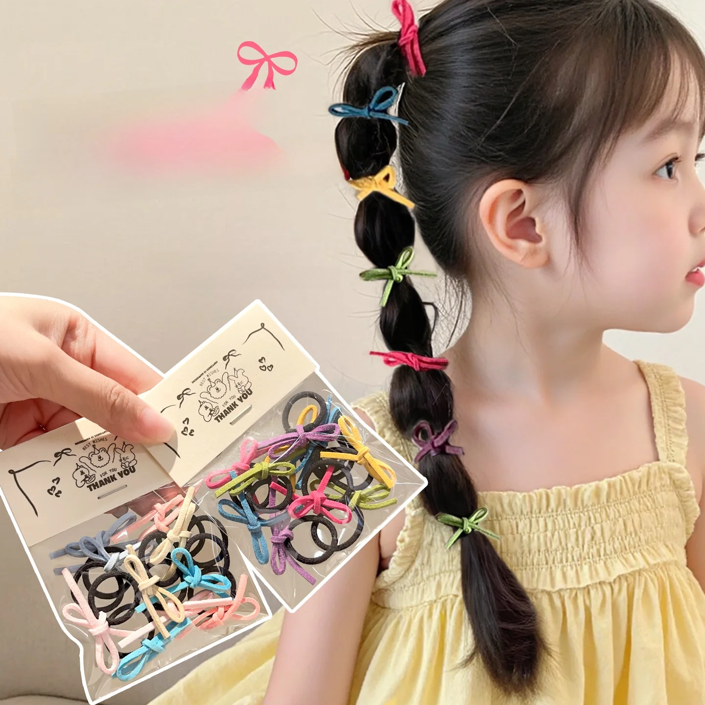 カラフルで可愛い女の子用ヘアゴム【高弾力・デザインリボン】（セットアップ対応）