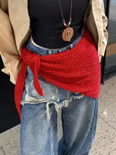 上質な無地ニット三角スカーフ【透かし編み・シンプルデザイン・女性用】