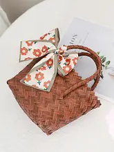 ギフト 手提げ 編み込み ストローバスケット 収納 ブライズメイド フレンチスタイル トートバッグ