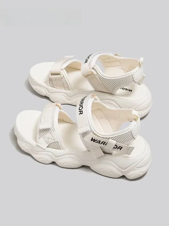 厚底ローマスタイルのマジックテープサンダル【夏用・女性用・外出向け】（セットアップ対応）
