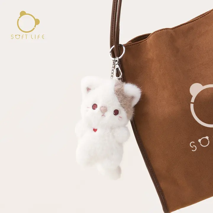 猫のぬいぐるみ キーホルダー【おしゃれなバッグチャーム・プレゼントにも最適】