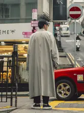 トレンチコート メンズ ロング丈 ドレープ ルーズ 上品 着回し ストリート 秋