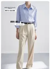 レディース秋用ブルーシャツ【長袖・高級通勤・抗しわ加工】