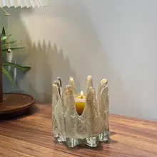 超現実主義の王冠型ガラスキャンドルホルダー【アートホームデコレーション】