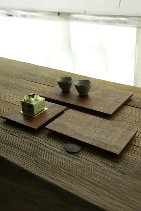 トレイ 茶器 プレート 手作り 無垢材 ウォールナット 長方形 ブラシテクスチャー