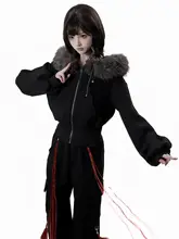 春の新作 毛皮襟取り外し可能なショートジャケット【バイカラーデザイン・中国結び】（セットアップ対応）